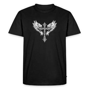 Christian Cross Wings - Men's Premium Organic T-Shirt - black - Front - Nico (187cm)