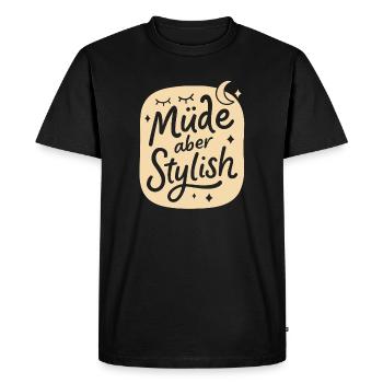 Tired but stylish – Funny design for morning grouches - Men's Premium Organic T-Shirt - black - Front - Nico (187cm)