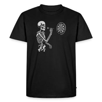 Skeleton jouant aux fléchettes - T-shirt Premium bio Homme - noir - Devant - Nico (187cm)
