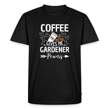 Le café donne des pouvoirs au jardinier - T-shirt Premium bio Homme - noir - Devant - Nico (187cm)