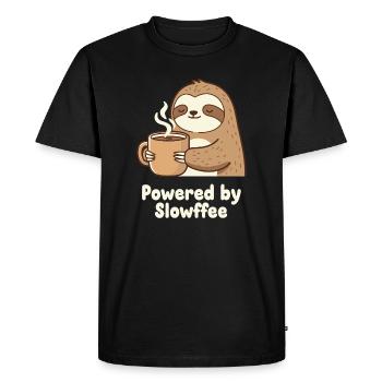 Sloth Coffee Power Illustration - Men's Premium Organic T-Shirt - black - Front - Nico (187cm)