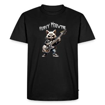 Cat Rocker with Guitar - Men's Premium Organic T-Shirt - black - Front - Nico (187cm)