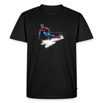 Colorful skier in action - Men's Premium Organic T-Shirt - black - Front - Nico (187cm)