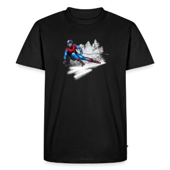 Speeding skier in the snow - Men's Premium Organic T-Shirt - black - Front - Nico (187cm)