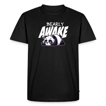 Bearly Awake Panda Illustration - T-shirt Premium bio Homme - noir - Devant - Nico (187cm)
