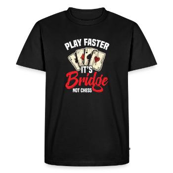 Jouez plus vite, c'est du bridge, pas des échecs - T-shirt Premium bio Homme - noir - Devant - Nico (187cm)