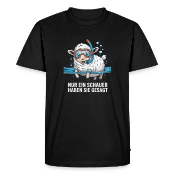 Just a Shower – Funny Sheep Design - Men's Premium Organic T-Shirt - black - Front - Nico (187cm)