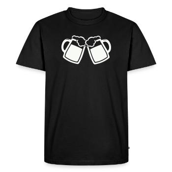 Toast moment: Two beer mugs - Men's Premium Organic T-Shirt - black - Front - Nico (187cm)