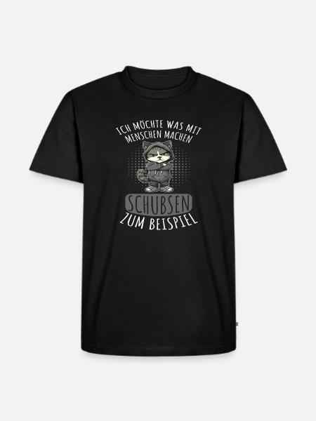 Menschen Schubsen Lustiger Spruch - Männer Premium Bio T-Shirt - Schwarz