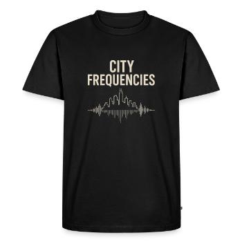 Fréquences urbaines – Urban Vibes Design - T-shirt Premium bio Homme - noir - Devant - Nico (187cm)