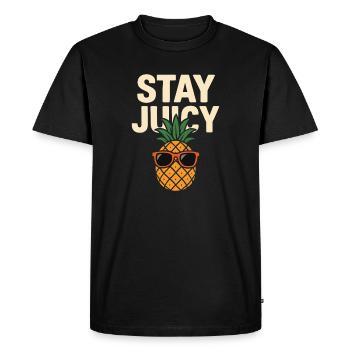 Stay Juicy – Cool Pineapple Design - Men's Premium Organic T-Shirt - black - Front - Nico (187cm)
