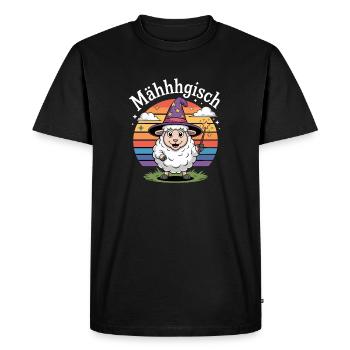 Mowgish Sheep Wizard Rainbow - Men's Premium Organic T-Shirt - black - Front - Nico (187cm)