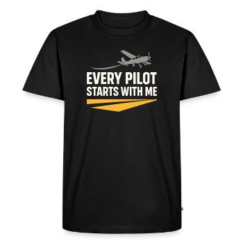 Instructeur de vol Cfi Pilote Instructeur d’aviation - T-shirt Premium bio Homme - noir - Devant - Nico (187cm)
