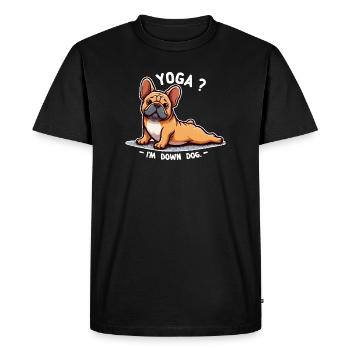 Chien Yoga: I'm Down Dog - T-shirt Premium bio Homme - noir - Devant - Nico (187cm)