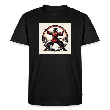 Guerrier des arts martiaux dans le cercle des vagues - T-shirt Premium bio Homme - noir - Devant - Nico (187cm)