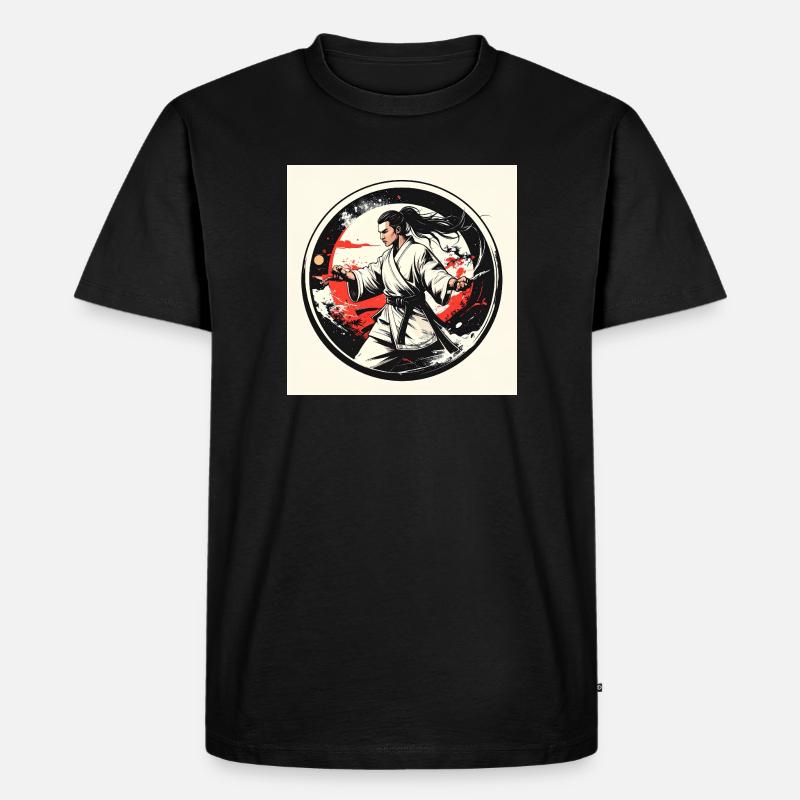 Kampfkunstheld im weißen Gi - Männer Premium Bio T-Shirt - Schwarz