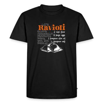 Raviolis - La recette - T-shirt Premium bio Homme - noir - Devant - Nico (187cm)