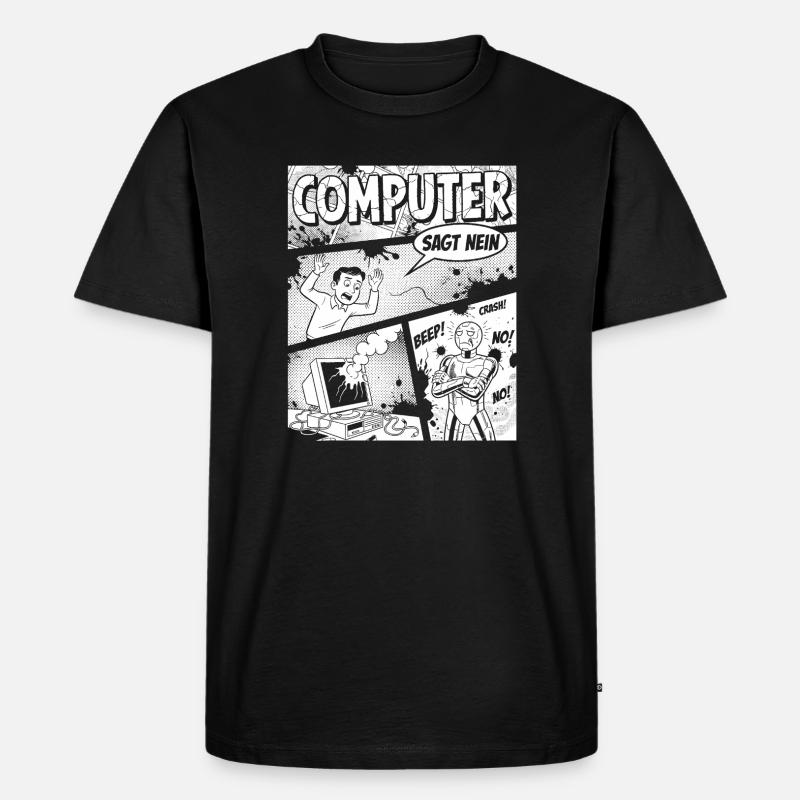 Retro Computer Comic Sagt Nein - Männer Premium Bio T-Shirt - Schwarz