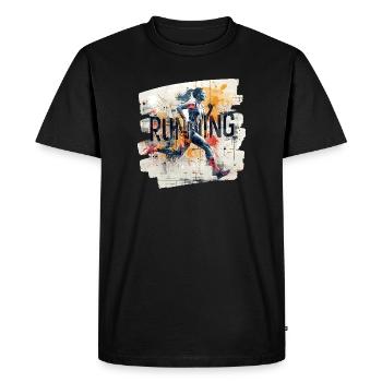 🏃 ♀️ Course à pied – l’énergie en mouvement - T-shirt Premium bio Homme - noir - Devant - Nico (187cm)