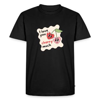 Je t’aime beaucoup cerise - T-shirt Premium bio Homme - noir - Devant - Nico (187cm)
