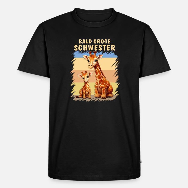 GIRAFFEN BALD GROßE SCHWESTER - Männer Premium Bio T-Shirt - Schwarz