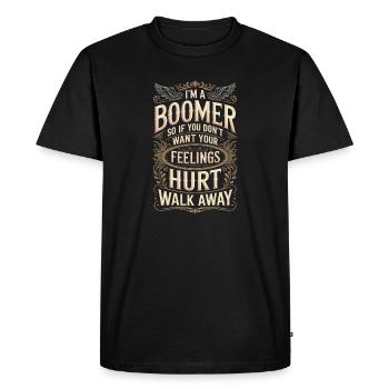 Je suis un baby-boomer - Des sentiments ? Partez - T-shirt Premium bio Homme - noir - Devant - Nico (187cm)