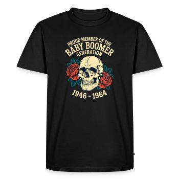 Roses crâne de baby-boomer - T-shirt Premium bio Homme - noir - Devant - Nico (187cm)