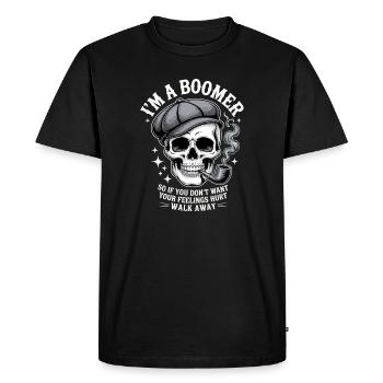Crâne avec sifflet Bomber Humour - T-shirt Premium bio Homme - noir - Devant - Nico (187cm)