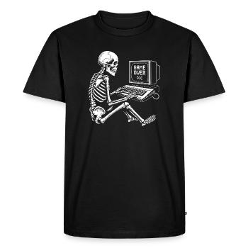Skeleton Gamer at Console - Men's Premium Organic T-Shirt - black - Front - Nico (187cm)