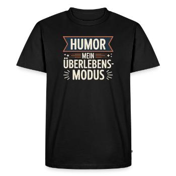 Humour – Mon mode de survie | Drôle de dicton - T-shirt Premium bio Homme - noir - Devant - Nico (187cm)