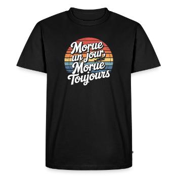 Morue Un Jour Toujours - T-shirt Premium bio Homme - noir - Devant - Nico (187cm)