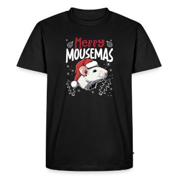 Merry Mousemas Funny Mouse Christmas Motif - Men's Premium Organic T-Shirt - black - Front - Nico (187cm)