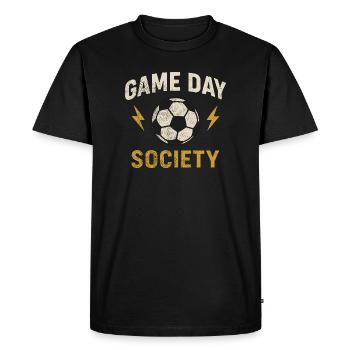 Game Day Society – Football Fan Design - Men's Premium Organic T-Shirt - black - Front - Nico (187cm)