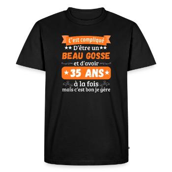 Funny Original 35th Birthday Gift Idea Man - T-shirt Premium bio Homme - noir - Devant - Nico (187cm)