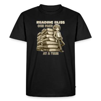 LIRE DES LIVRES UNE PAGE À LA FOIS - T-shirt Premium bio Homme - noir - Devant - Nico (187cm)