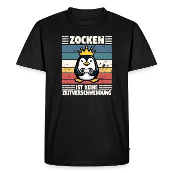 Penguins don't waste time, they gamble - Men's Premium Organic T-Shirt - black - Front - Nico (187cm)