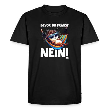 Avant de demander No Hedgehog Mauvaise humeur - T-shirt Premium bio Homme - noir - Devant - Nico (187cm)