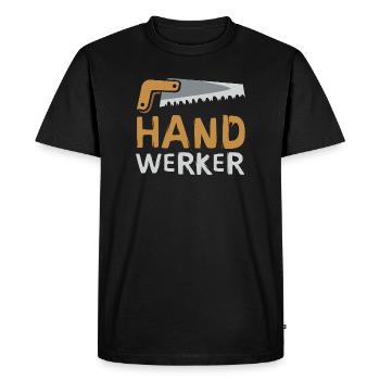 Stylish Craftsman Design with Saw – DIY Fans - Men's Premium Organic T-Shirt - black - Front - Nico (187cm)