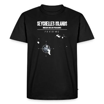Carte des Seychelles Boussole Vintage Design - T-shirt Premium bio Homme - noir - Devant - Nico (187cm)