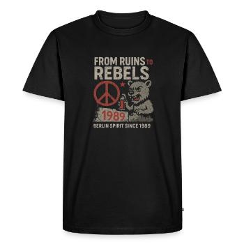 From Ruins to Rebels Berlin 1989 Design - Men's Premium Organic T-Shirt - black - Front - Nico (187cm)