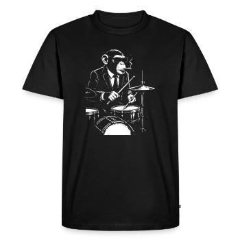 Jazz Monkey jouant de la batterie - T-shirt Premium bio Homme - noir - Devant - Nico (187cm)