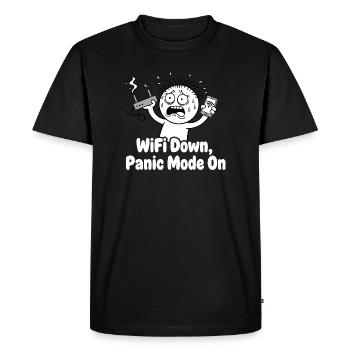 Panne WiFi Mode panique Mème - T-shirt Premium bio Homme - noir - Devant - Nico (187cm)
