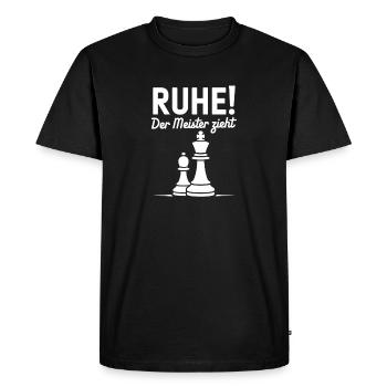 Tranquility The Master Draws Chess Motif - Men's Premium Organic T-Shirt - black - Front - Nico (187cm)
