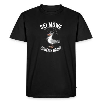  Sei Möwe Scheiss Drauf Humorvolle Möwe mit - Männer Premium Bio T-Shirt - Schwarz - Vorne - Nico (187cm)