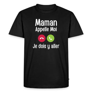 Mommy call me I have to go - Men's Premium Organic T-Shirt - black - Front - Nico (187cm)