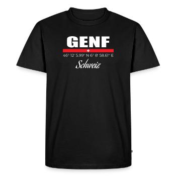 Geneva - Men's Premium Organic T-Shirt - black - Front - Nico (187cm)
