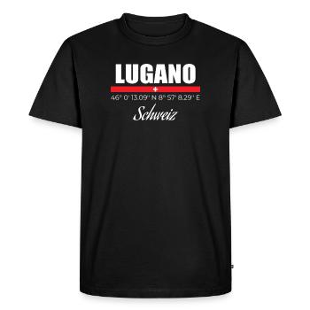 Lugano - T-shirt Premium bio Homme - noir - Devant - Nico (187cm)