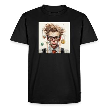Kinetic portrait with hanging spheres tangled hair - Men's Premium Organic T-Shirt - black - Front - Nico (187cm)