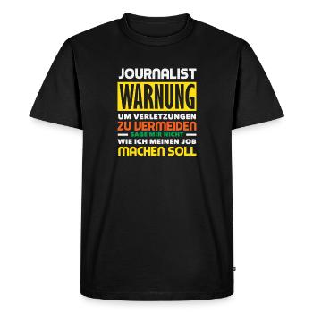 Warning Saying Investigative Reporter - Men's Premium Organic T-Shirt - black - Front - Nico (187cm)