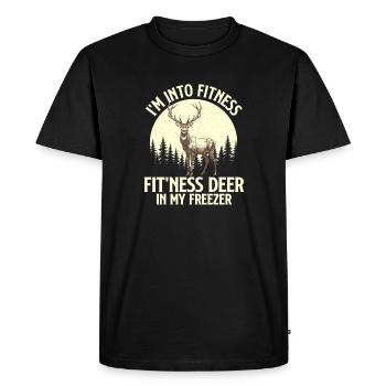 Fitness Deer Freezer Funny Hunting Joke - Men's Premium Organic T-Shirt - black - Front - Nico (187cm)